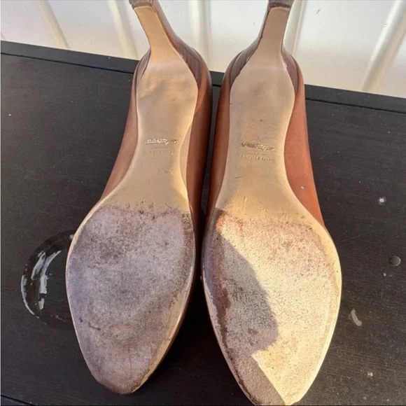 Salvatore Ferragamo Brown Leather Pumps 11 B - Picture 4 of 5